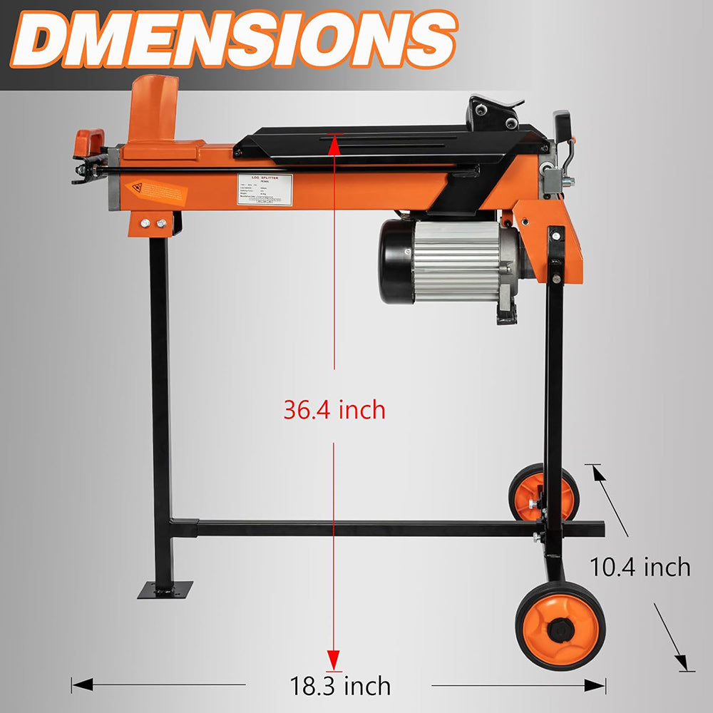 Orange and Black Proyama 6.5 ton Logsplitter With Stand side view