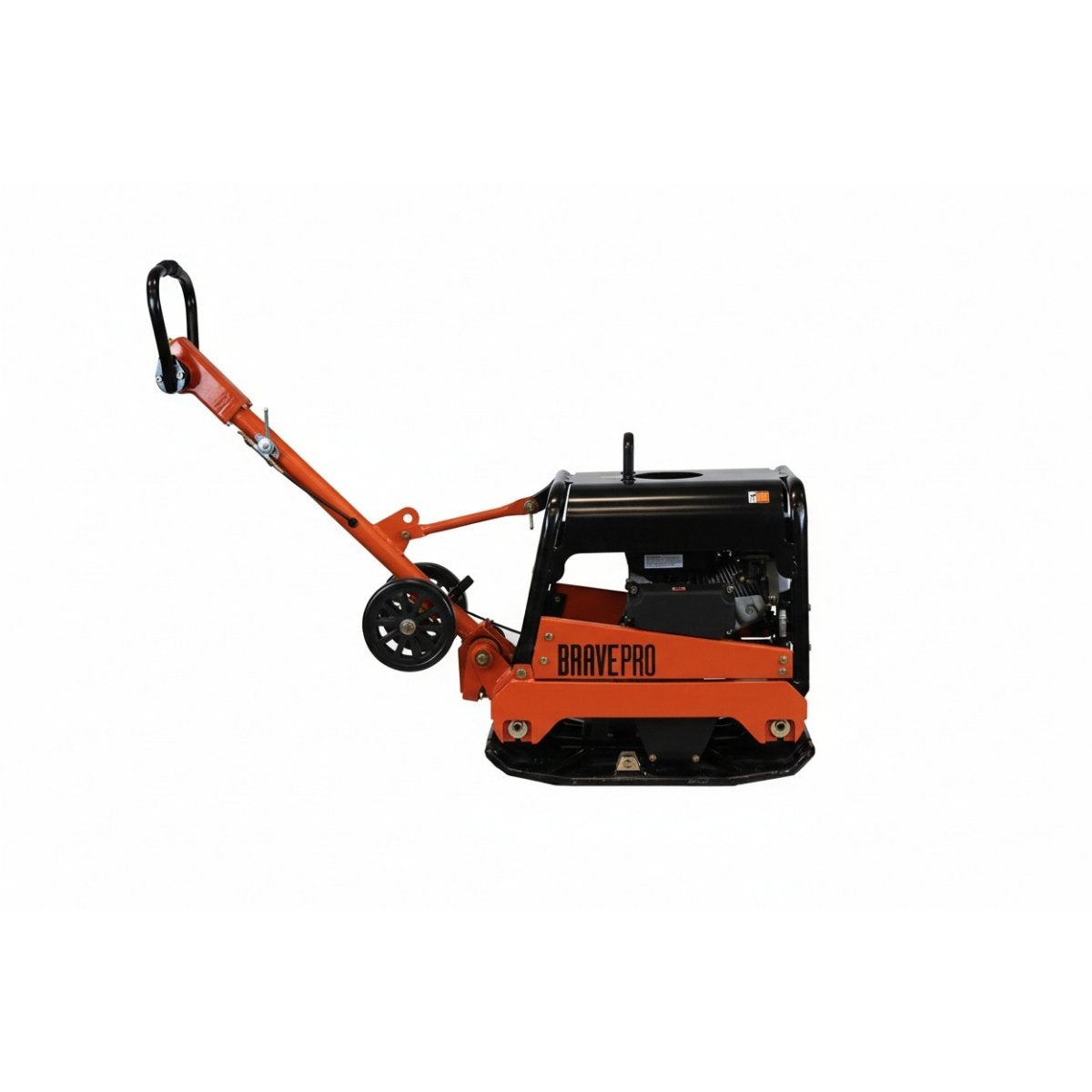 Orange and black brave pro reversible plate compactor 20 in. on a white background
