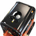 Close-up of a Brave 20 inch reversible plate compactor with a black and orange design on a white background