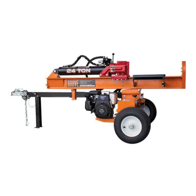 Orange and black brave pro 24 ton log splitter on a white background