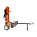 Orange and black brave 37 ton log splitter on a white background