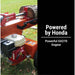 Red wood and orange brave 37 ton towable splitter with Honda engine on a grassy background