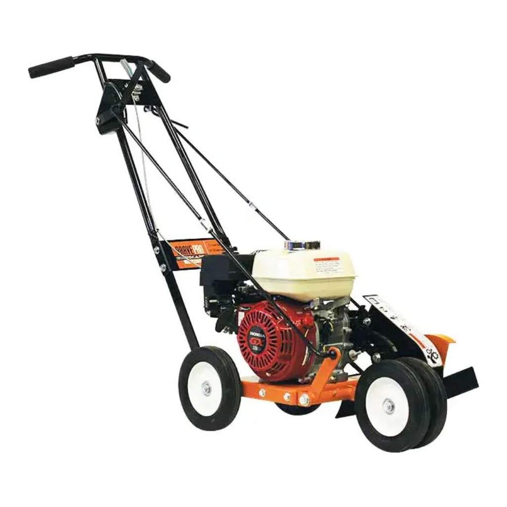 Brave Pro lawn edger 10 inch with engine on a white background