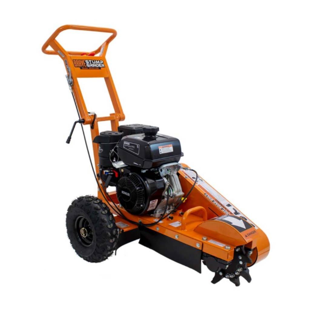 Orange brave 14hp stump grinder on a white background