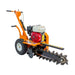 Orange and black brave pro 18 in. trencher with a red engine on a white background