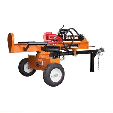 Orange and black brave pro 24 ton  log splitter on a white background