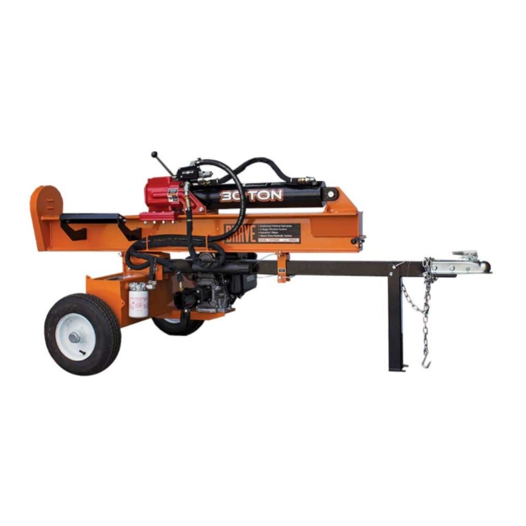 Orange and black bravepro 30 ton splitter on a white background
