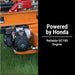 Orange brave 30 ton log splitter with Honda engine on grass, featuring 'Powered by Honda' text.