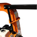 Close-up of an orange and black brave truck loader on a white background