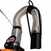 Metal exhaust pipe of a bravepro truck loader with black clamps on a white background