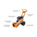 Orange brave stump grinder 14 hp with labeled features on a white background