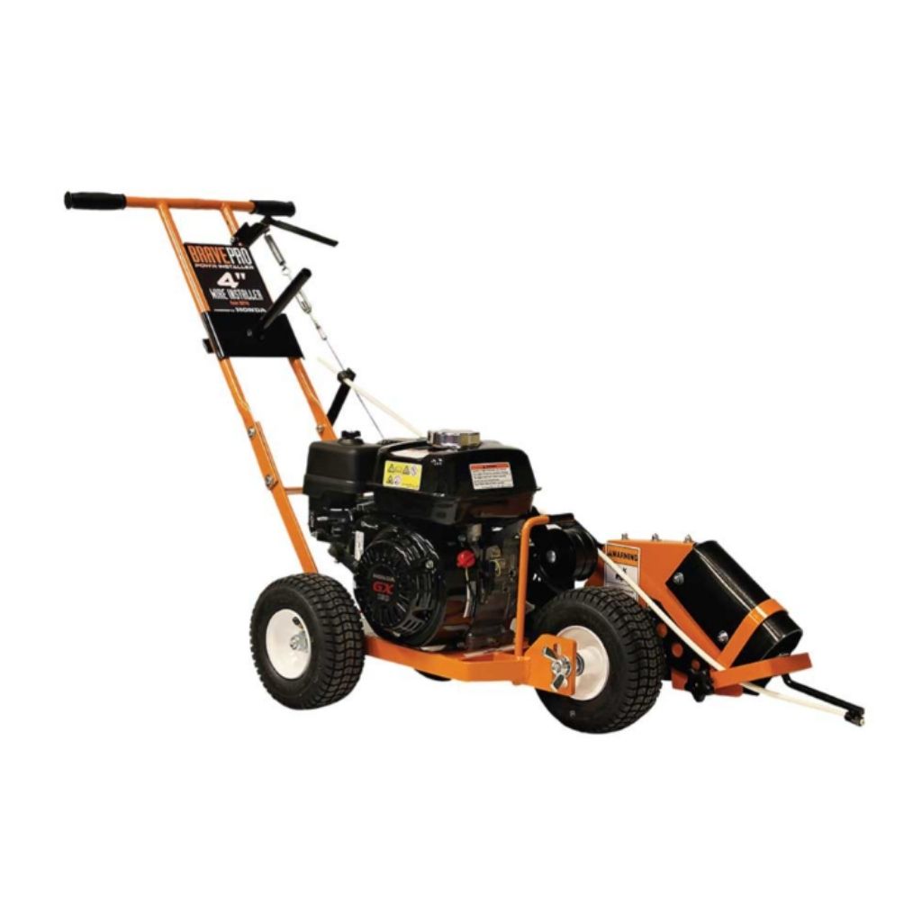 Orange and black brave 5.5 hp wire installer on a white background