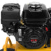 Close-up of a Honda GX160 engine on a Dewalt 8 gallon 5.5 hp wheelbarrow air compressor on a white background