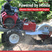Dosko self propelled 20 hp stump grinder being used outdoors with 'Powered by Honda' text on a green background