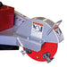 dosko stump grinder 20 hp  with red blade and warning label on a white background