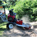 dosko 20 hp self propelled Stump grinder in action on a stump with grass and trees in the background