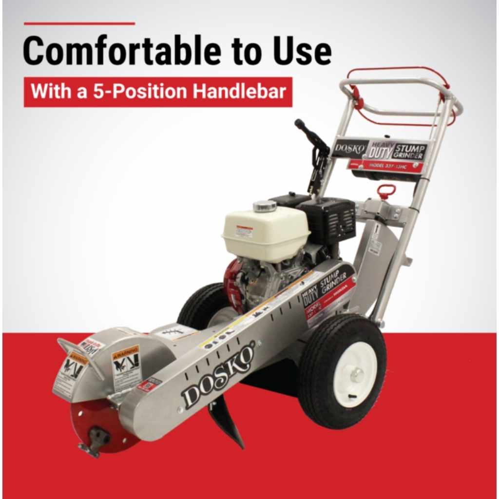 dosko Stump grinder 13 hp with 5-position handlebar on a red and white background