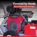 dosko 20 hp walk behind stump grinder with a Honda electric start GX engine with 'Powered by Honda' text on a gray background