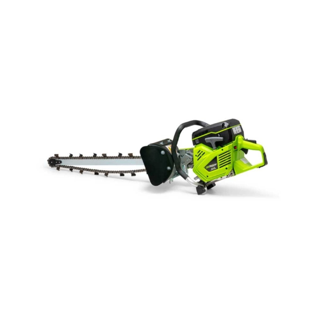 Green mini trencher georipper on a white background