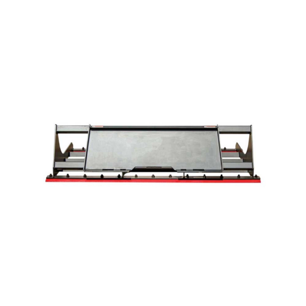 Gray and red greywolf land leveler with a reflective surface on a white background