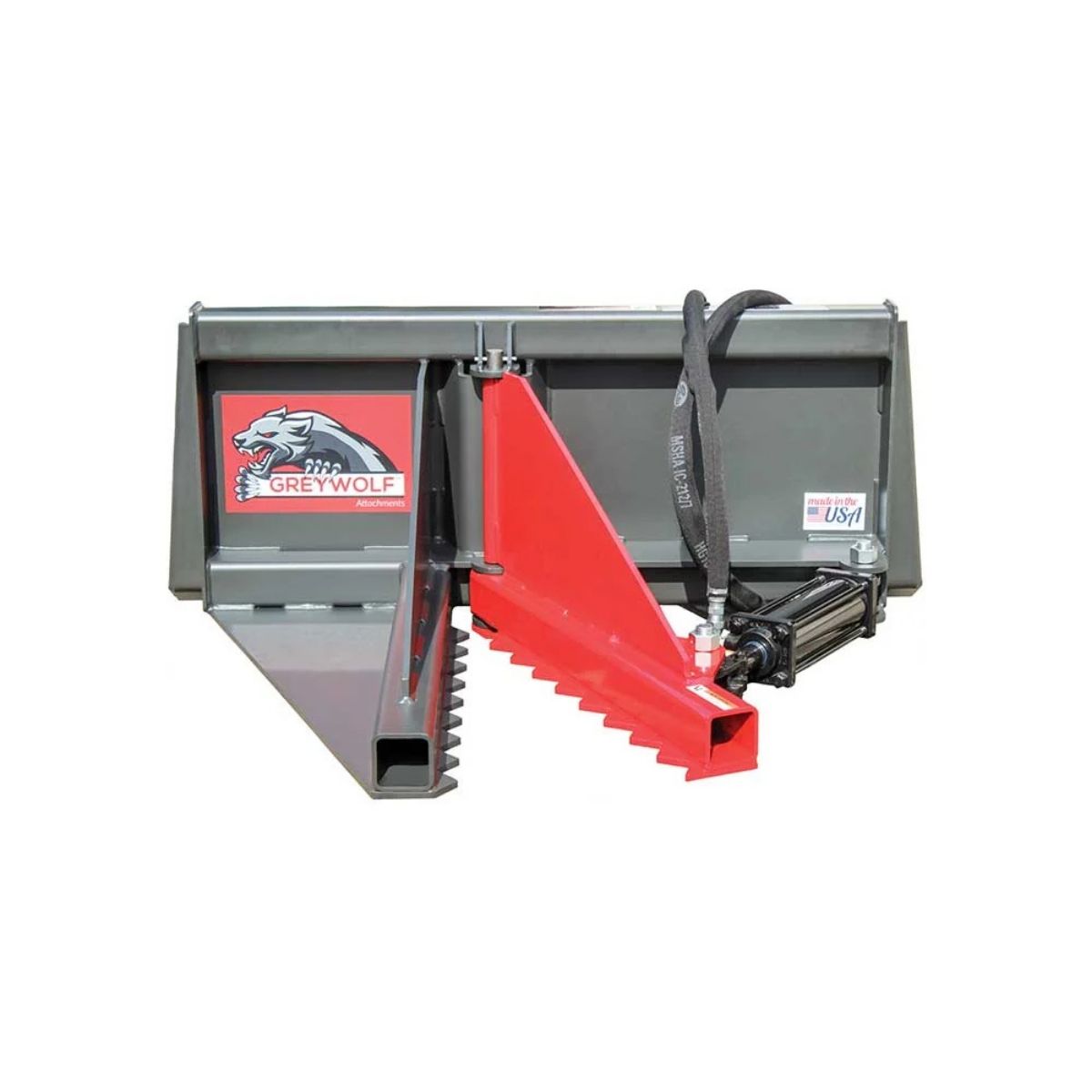 Greywolf tree puller attachment with red and gray design on a white background