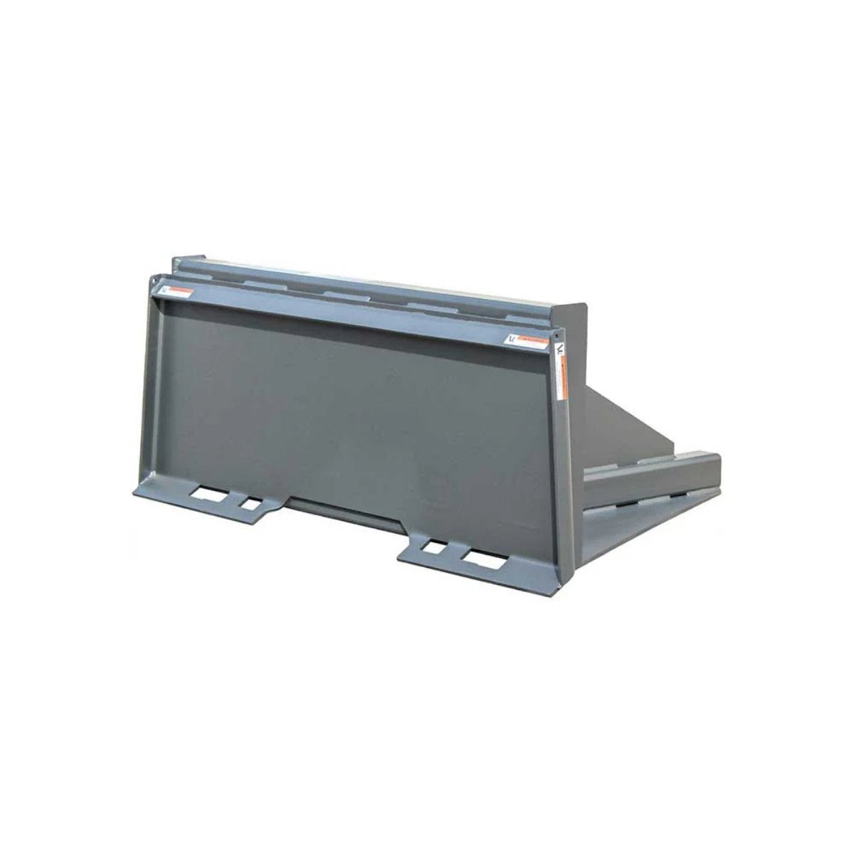 Metallic rectangular Greywolf Skid steer tree puller attachment with slanted top on a white background