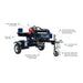 iron and oak Log splitter 30 ton with features highlighted on a white background