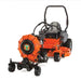 Orange zero-turn lawn mower with a jrco blower buggy on a white background