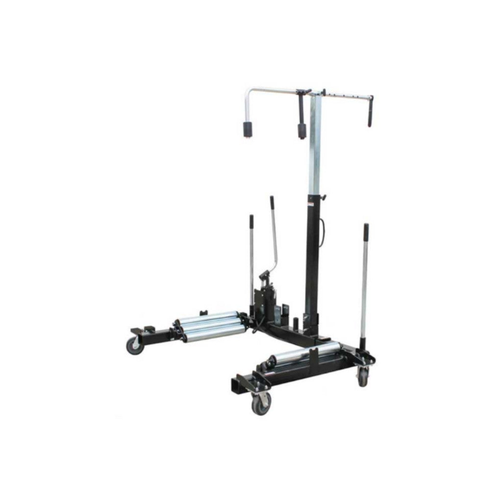 K and M manufacturing wheel dolly with adjustable components on a white background