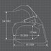 Technical drawing of a loflin fabrication root grapple with dimensions on a grid background
