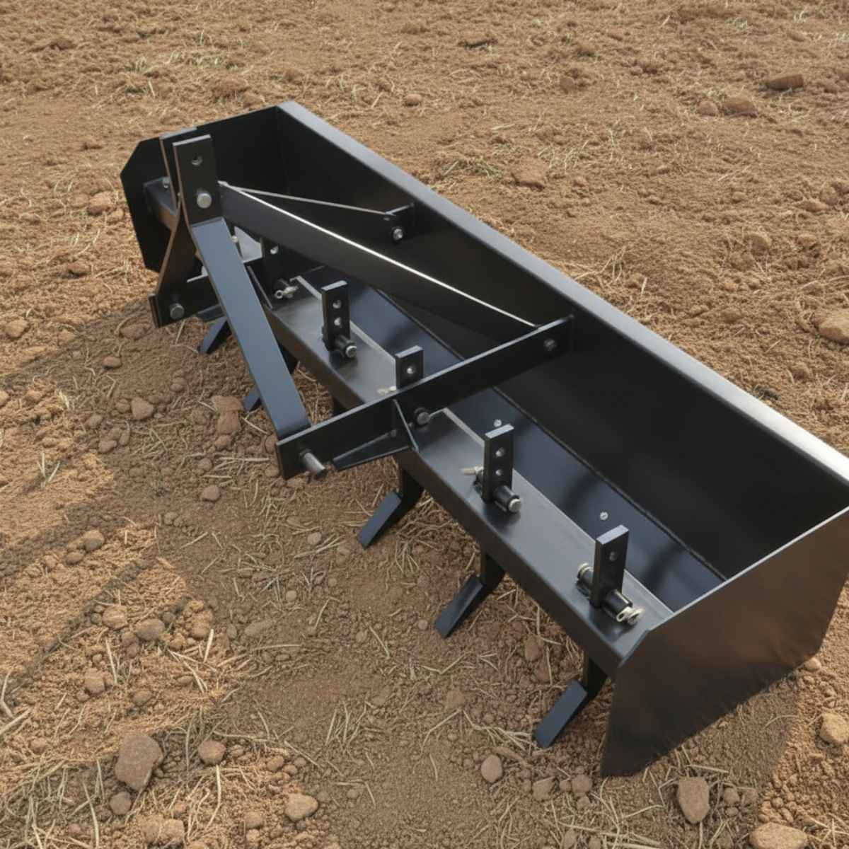 Black loflin box grader on a field