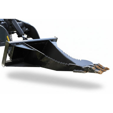 Black loflin mini skid steer stump bucket on a white background
