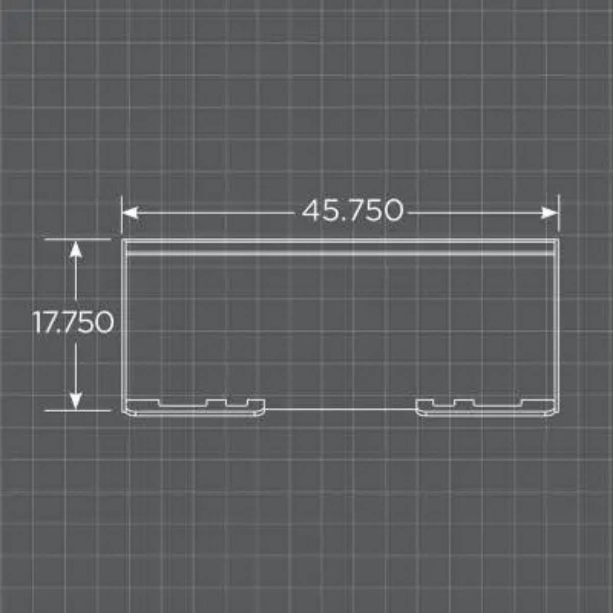 Measurement dimensions of a loflin fabrication skid steer quick attach plate on a grid background