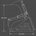 Technical drawing of a loflin rock grapple with dimensions on a grid background