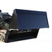 Close-up of a black loflin mini skid steer 4 in 1 bucket on a white background