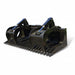 Black loflin rock grapple bucket on a white background