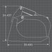 Technical drawing of a loflin root grapple with dimensions on a grid background