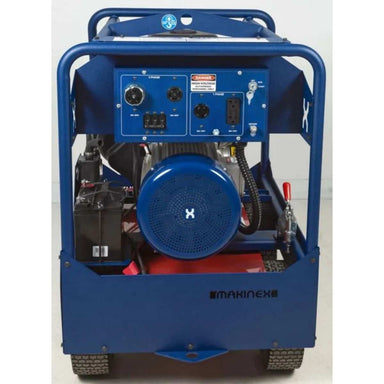 Blue Makinex generator 23kw 480v on a white background