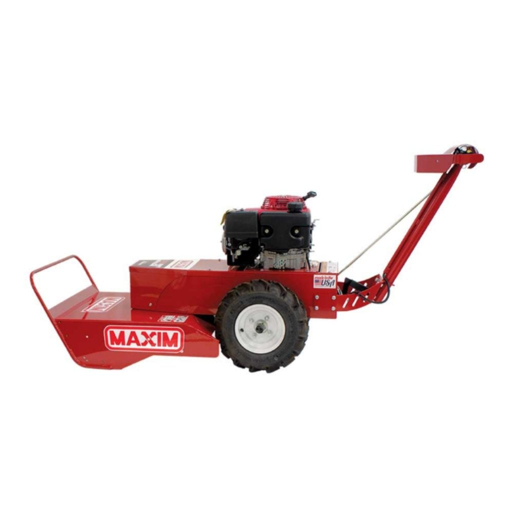 Red Maxim 26 inch brush cutter on a white background