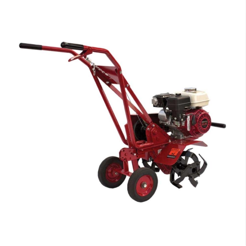 Red maxim compact rm4h tiller with engine on a white background