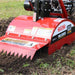 Red maxim rt190h tiller with 'Maxim' branding on a grassy background