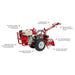 Red maxim rt190h tiller with features highlighted on a white background