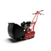 Red and black Mclane 20 inch reel mower for sale on a white background