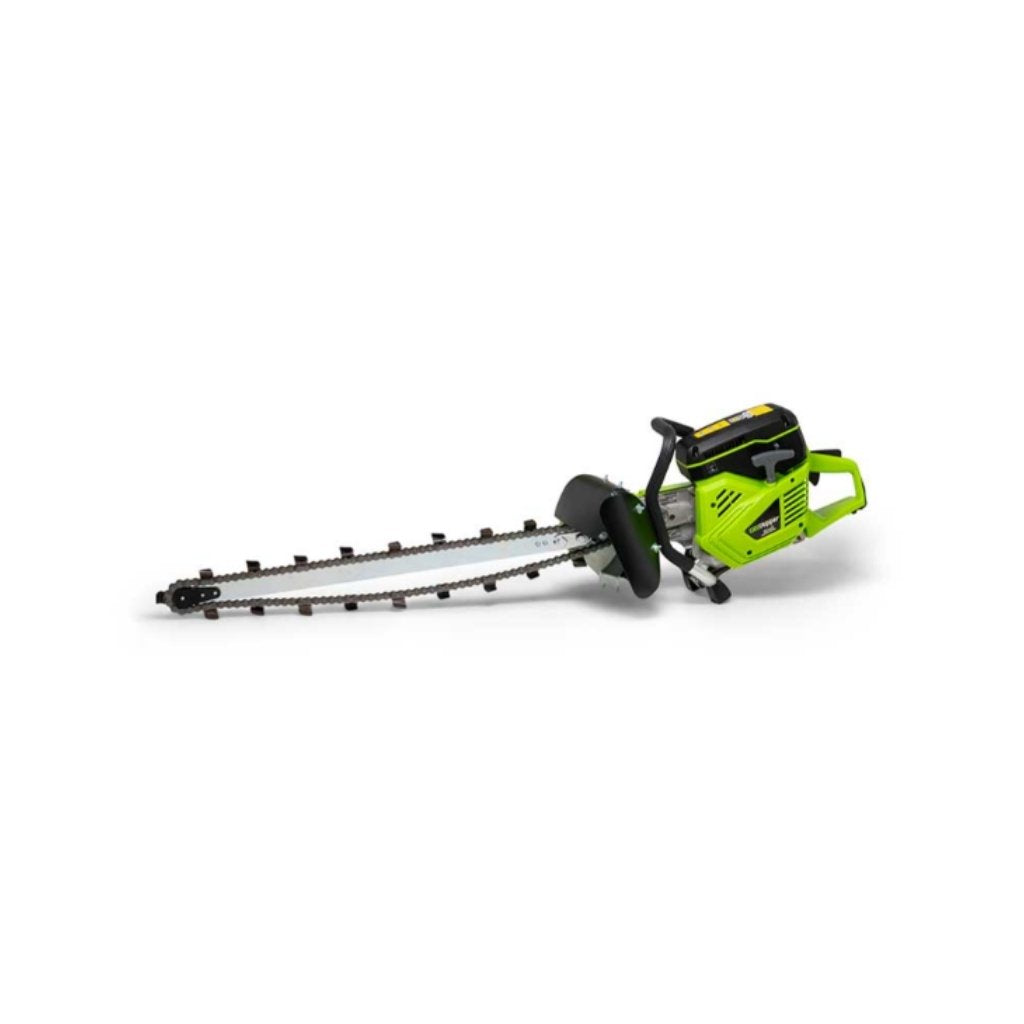 Green mini trencher georipper on a white background