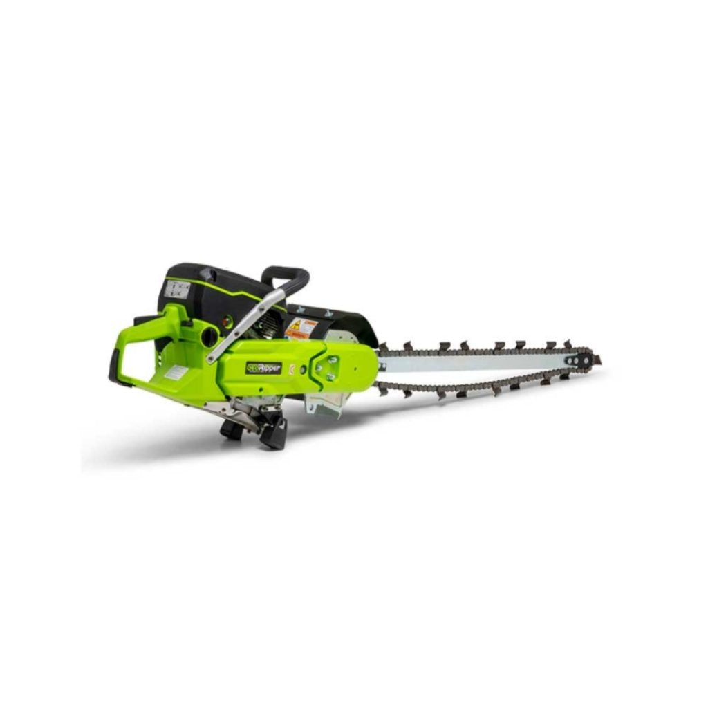 Green minitrencher georipper on a white background