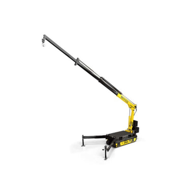 Yellow and black movex tt 270 crane on a white background