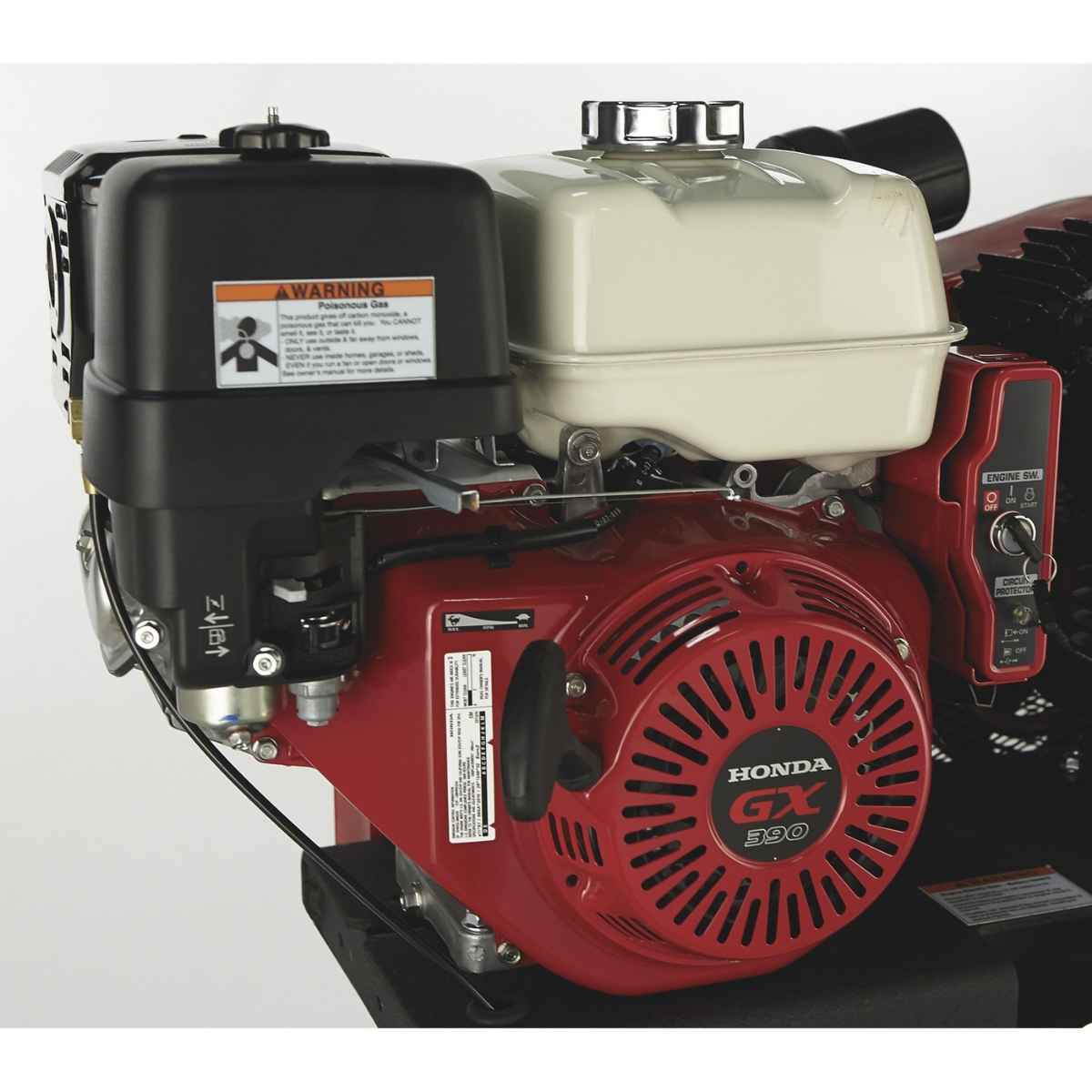 A northstar 30 gallon air compressor with a Honda GX390 engine on a white background