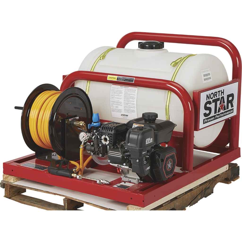 NorthStar skid sprayer 55 gallon capacity on a white background