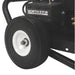 Close-up of a black tire with white rim on a northstar 120v electric  pressure washer, featuring the North Star brand.