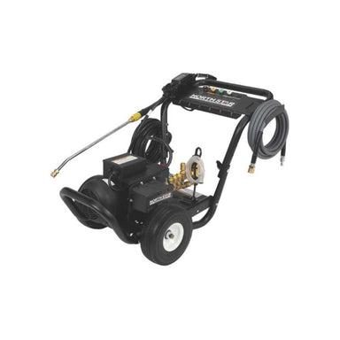 Black northstar 3000 psi electric pressure washer with hose and nozzle on a white background